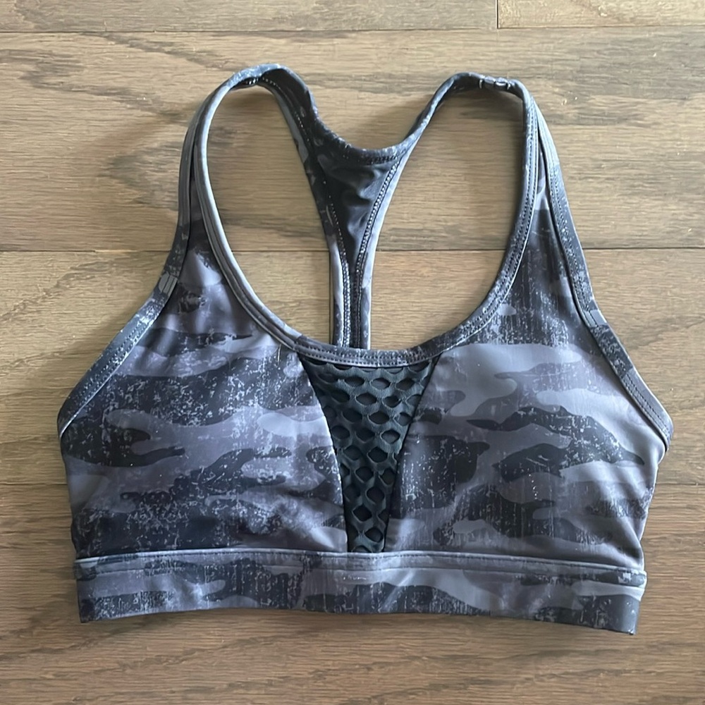 Lorna Jane Grey Camo Sports Bra - Size XS